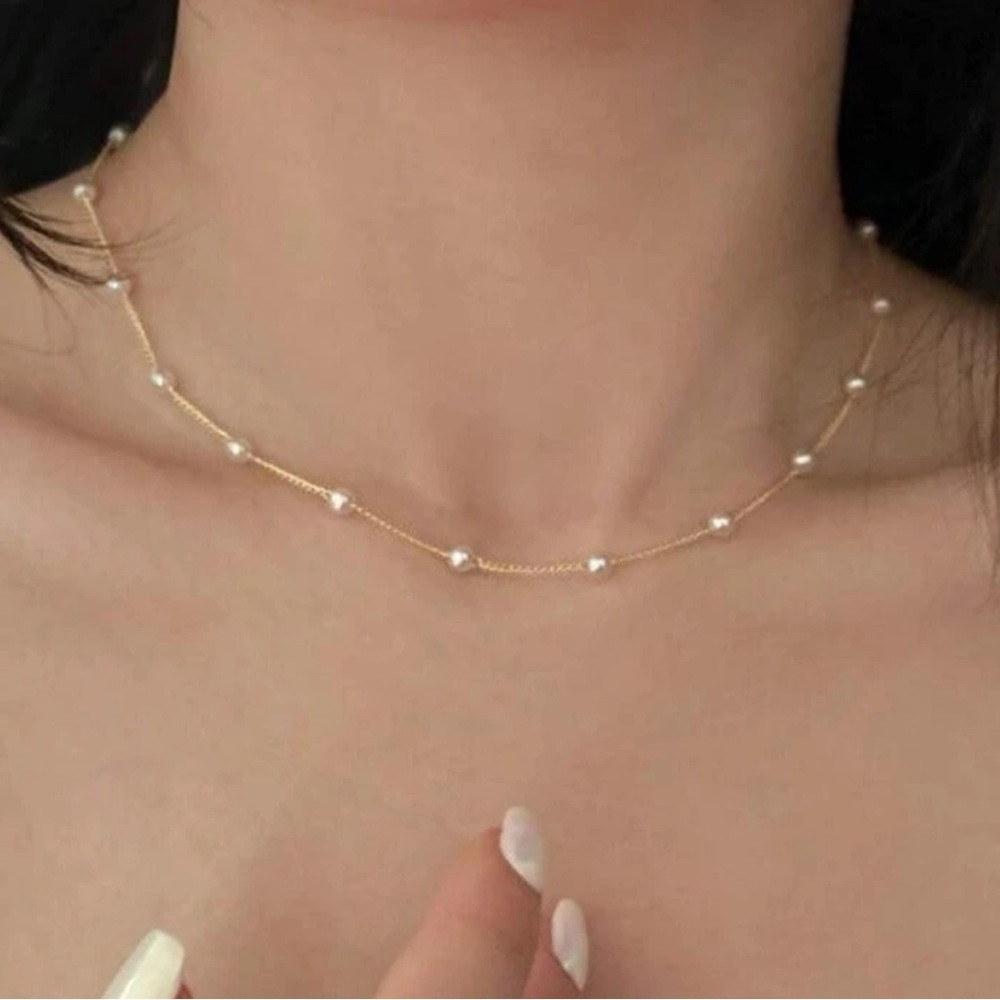 ⚠️Clearance Faux Pearl Yellow Gold Choker Necklace - Picture 1 of 3